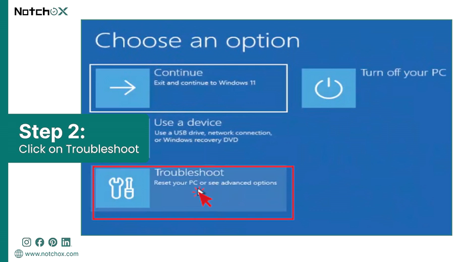 Click on Troubleshoot