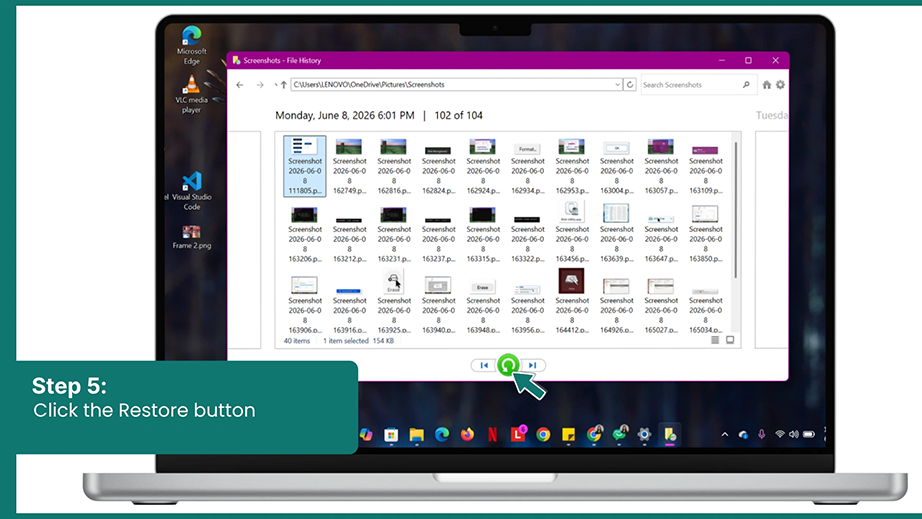 Click on the Restore button