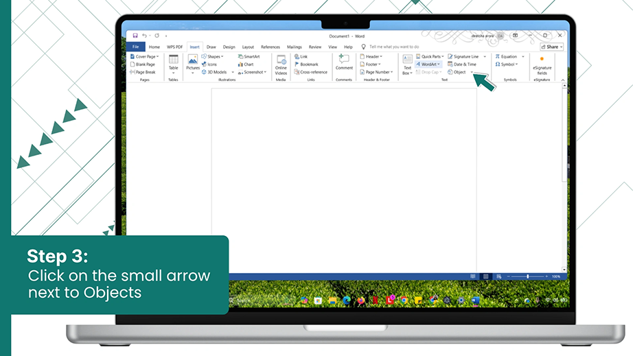 Click on the small arrow next to Objects