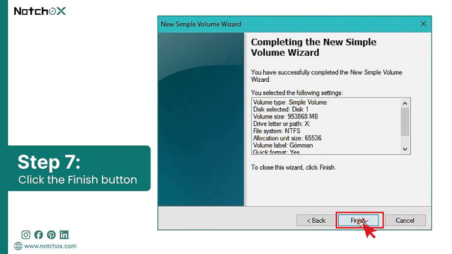Click the Finish button