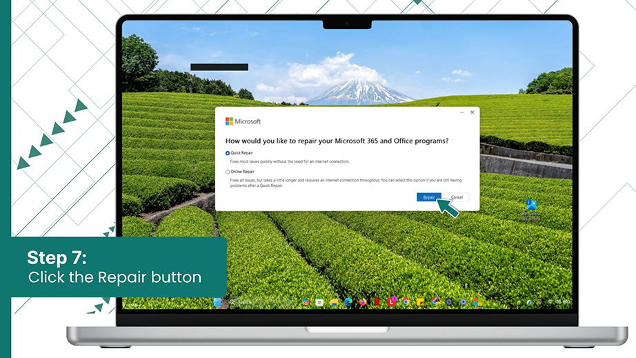 Click the Repair button