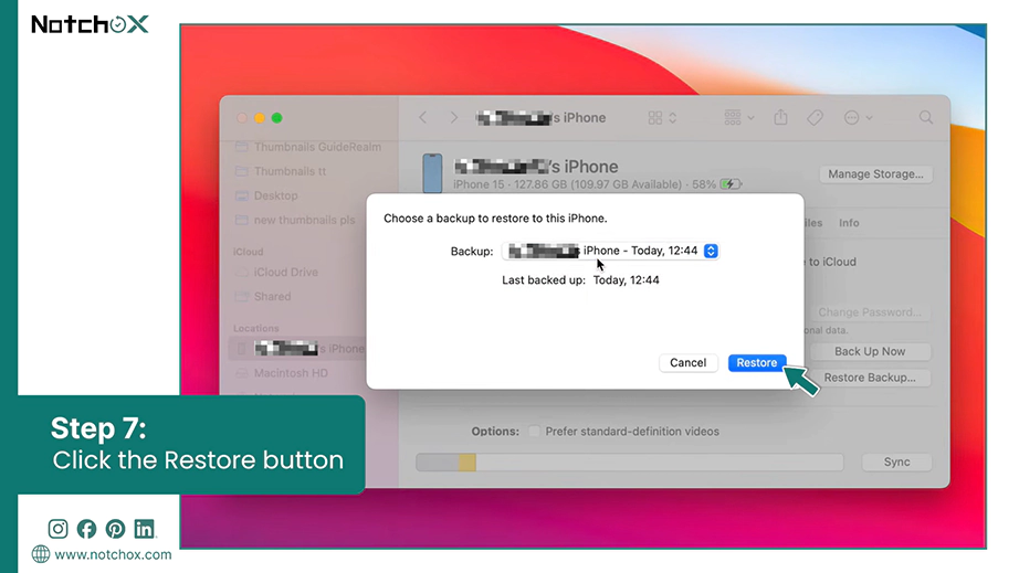 Click the Restore button