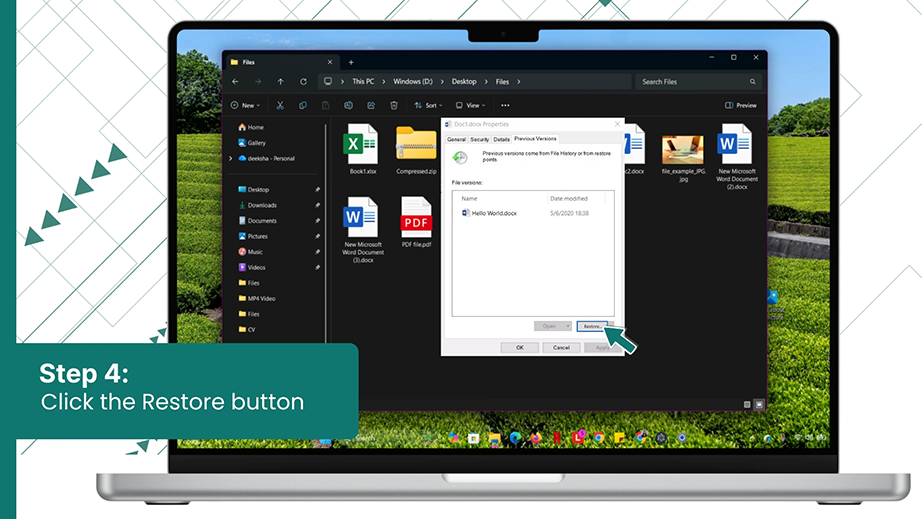 Click the Restore button
