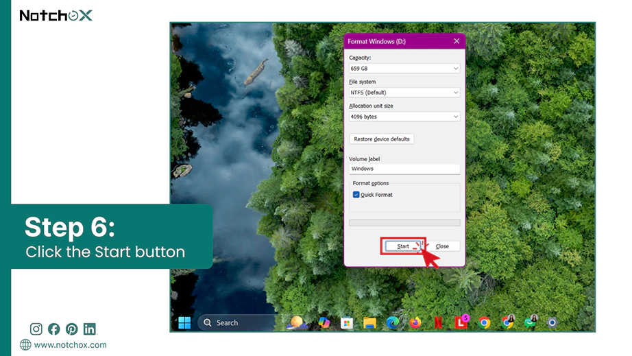 Click the Start button