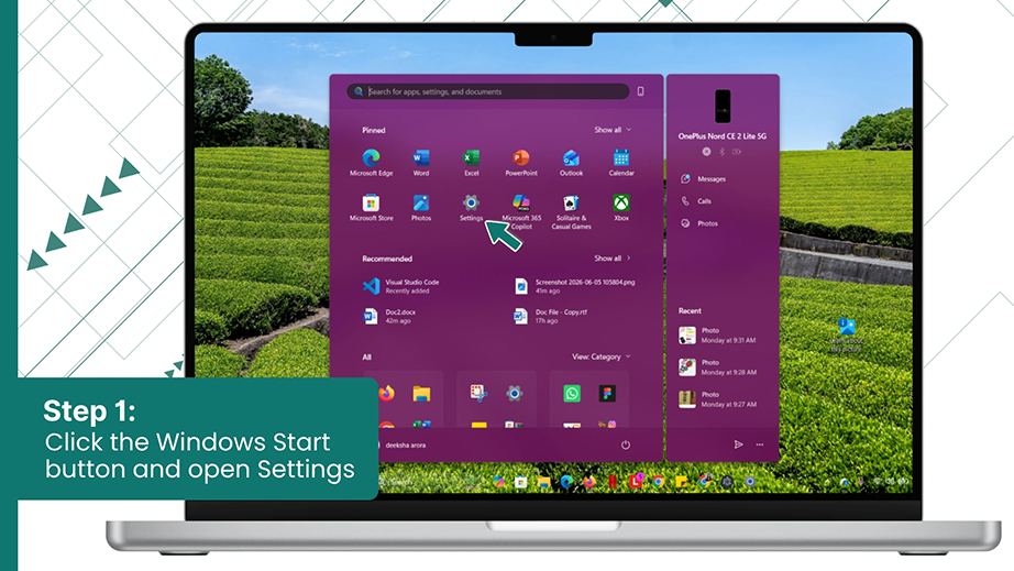 Click the Windows Start button and open Settings