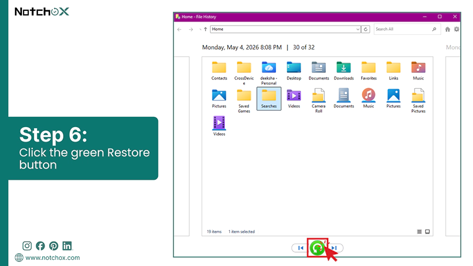 Click the green Restore button