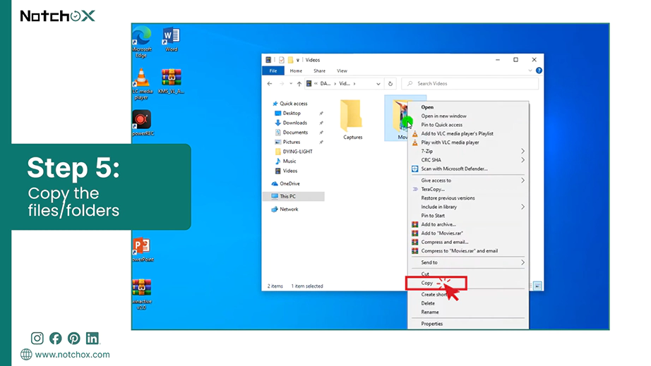 Copy the files folders