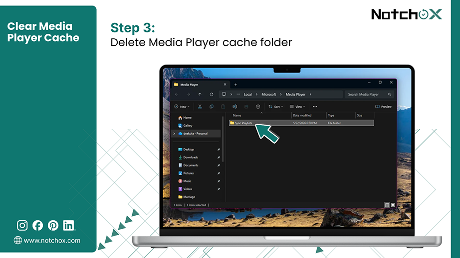 Delete Media Player cache folder