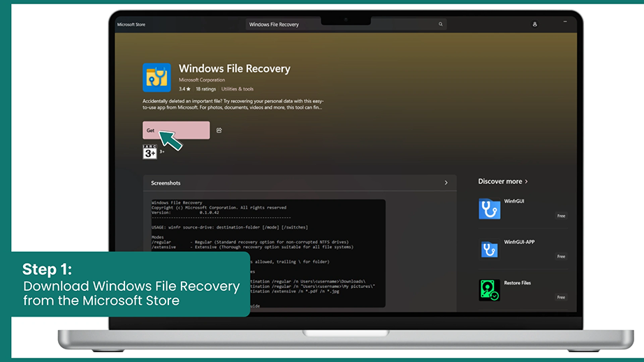 Download Windows File Recovery from the Microsoft Store