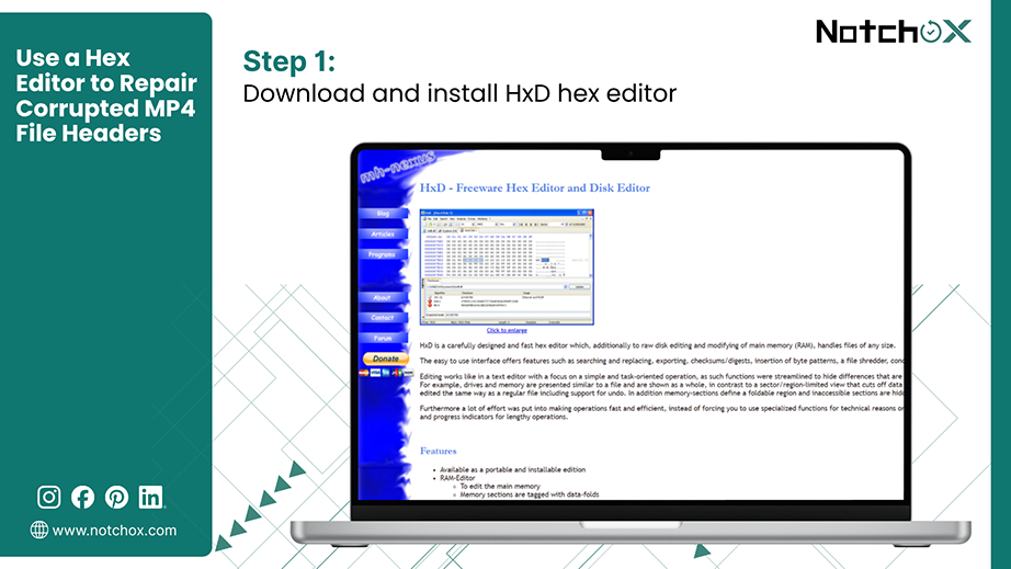 Download and install HxD hex editor