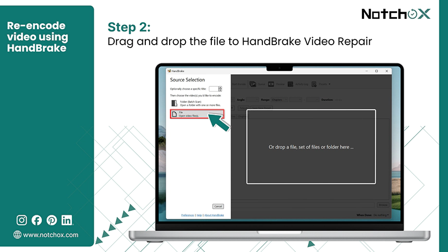Drag and drop the file to HandBrake Video Repair