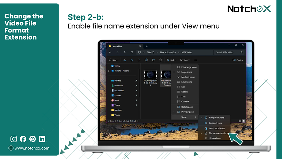 Enable file name extension under View menu