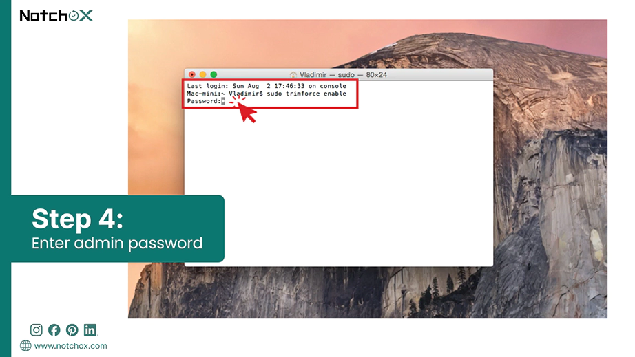 Enter admin password
