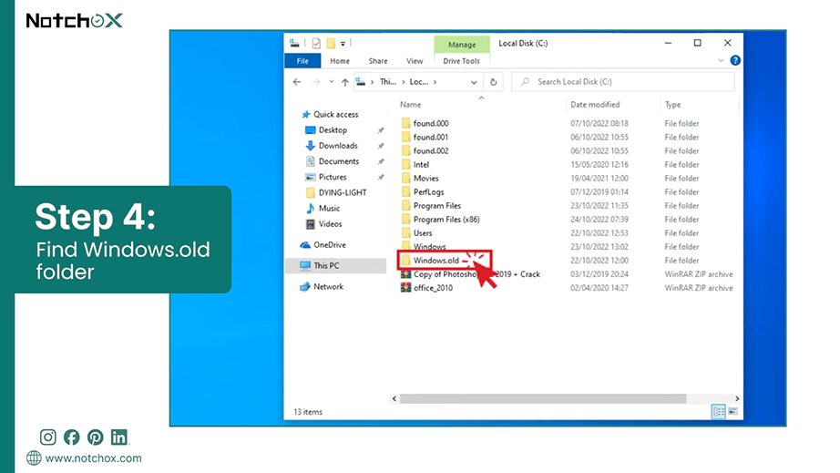 Find Windows old folder