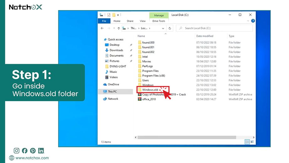 Go inside Windows old folder