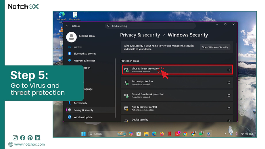 Go to Virus and threat protection