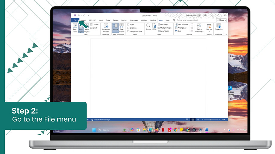Go to the File menu
