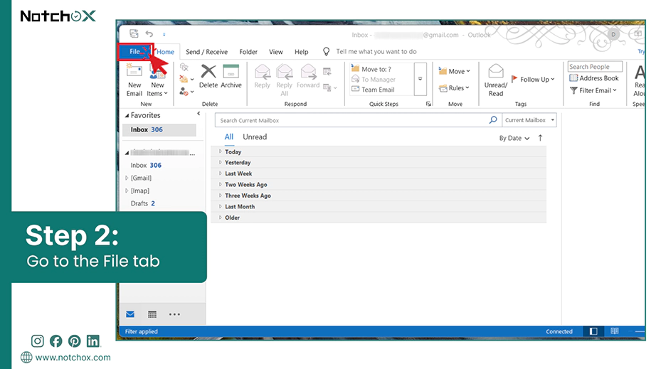 Go to the File tabs