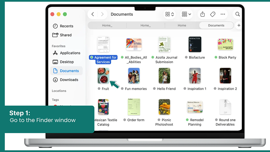 Go to the Finder window