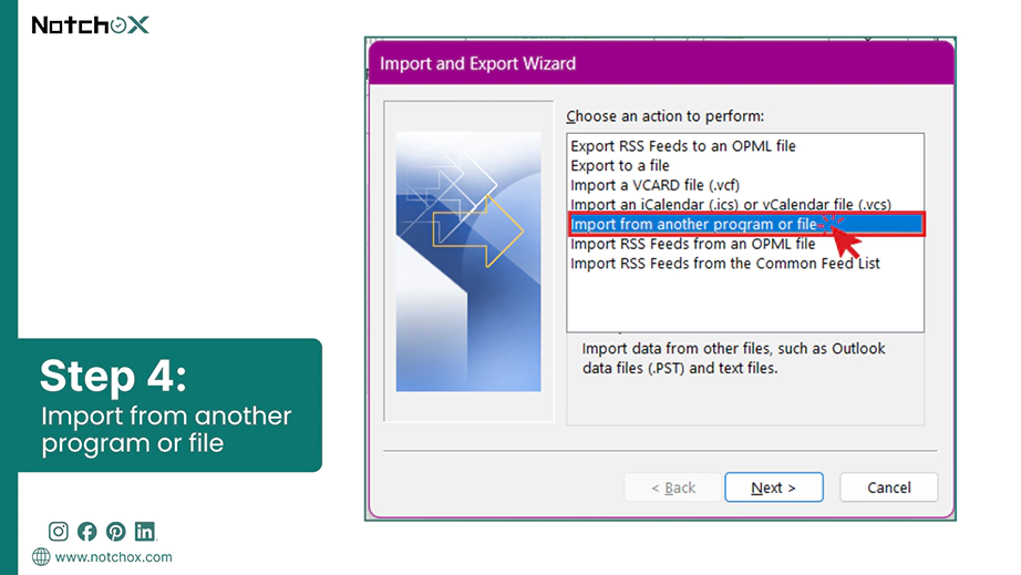 Import from another program or file