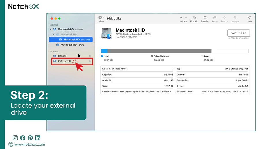 Locate your external drive