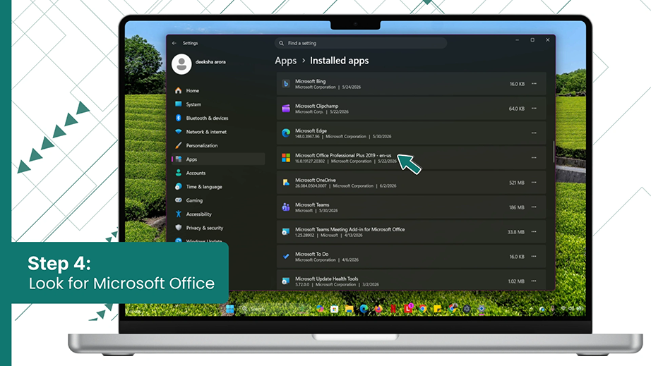 Look for Microsoft Office