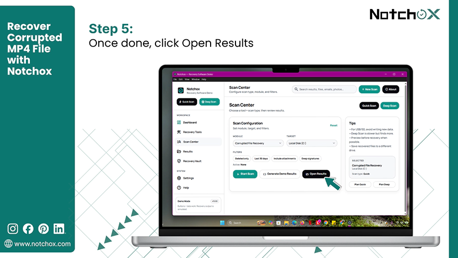 Once done click Open Results