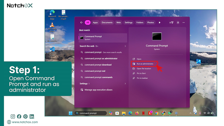Open Command Prompt and run as administrator