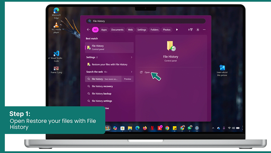 Open Restore your files with File History