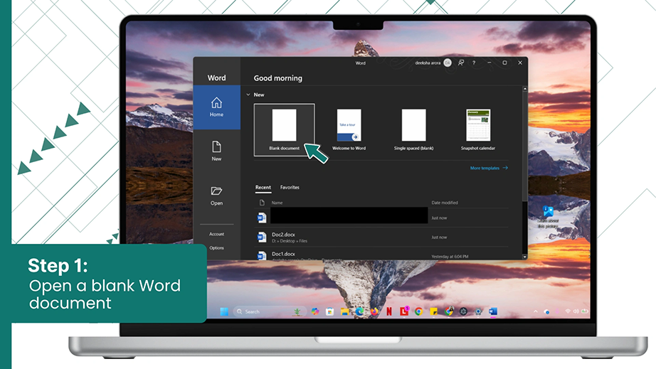 Open a blank Word document
