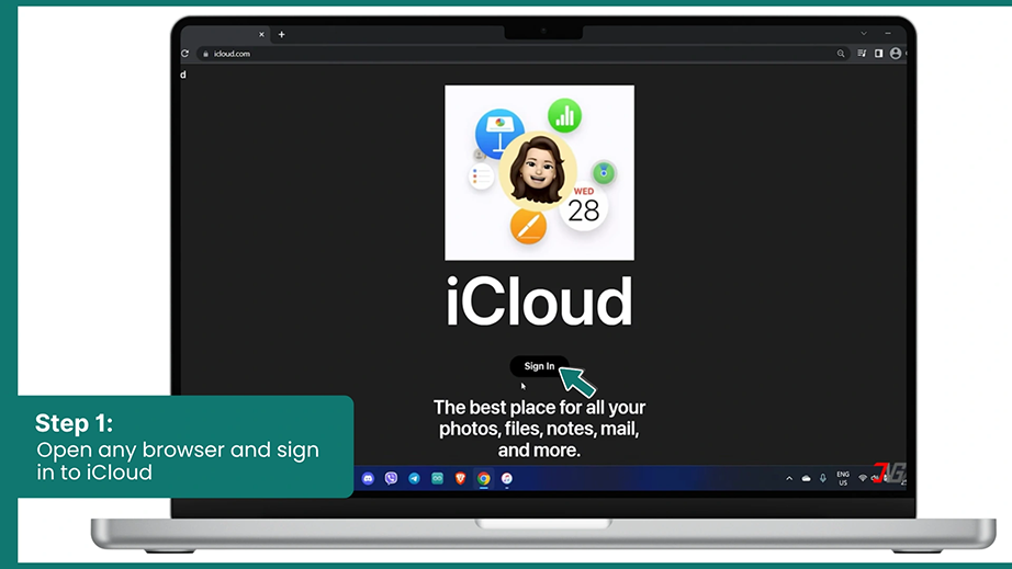 Open any browser and sign in to iCloud