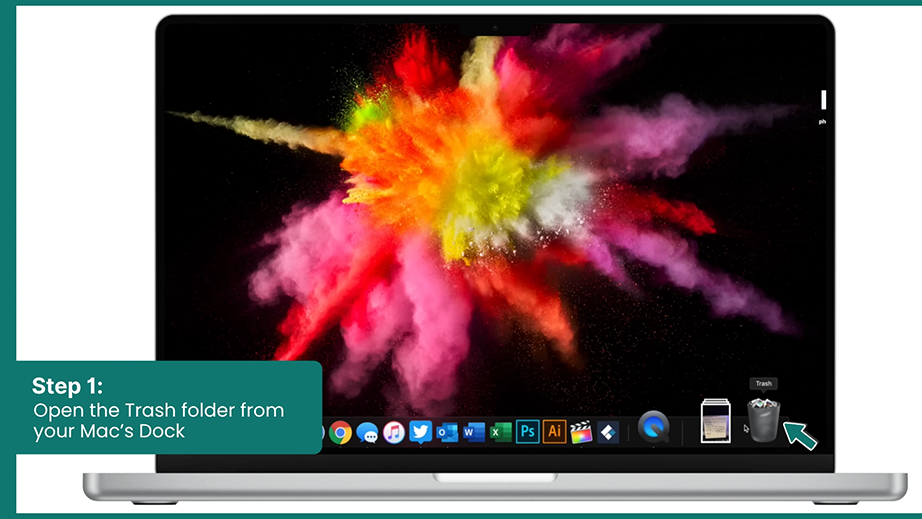 Open the Trash folder from your Mac’s Dock