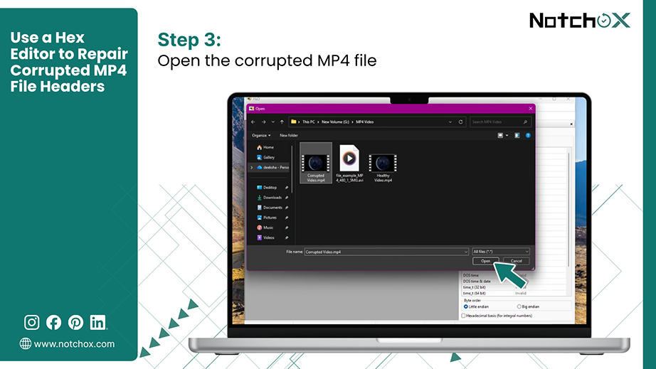 Open the corrupted MP4 file