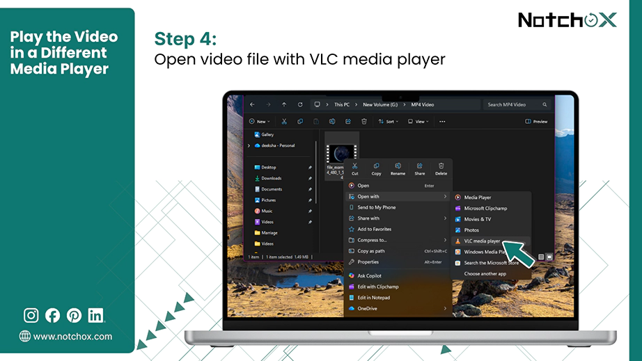Open video file with VLC media player