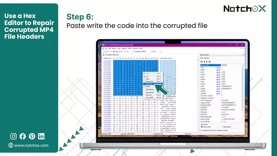 Paste write the code into the corrupted file