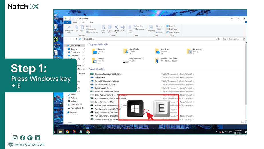 Press Windows key E