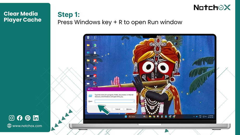 Press Windows key + R to open Run window