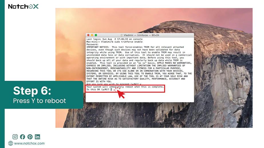 Press Y to reboot