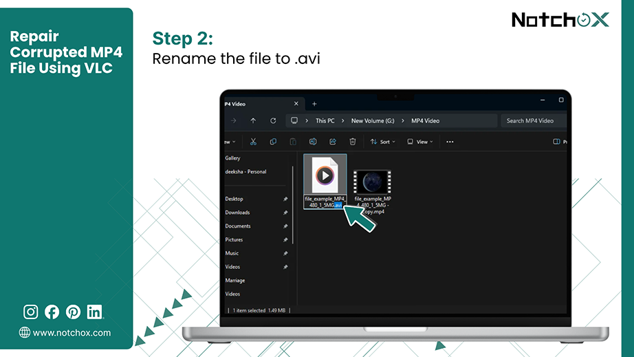 Rename the file to avi