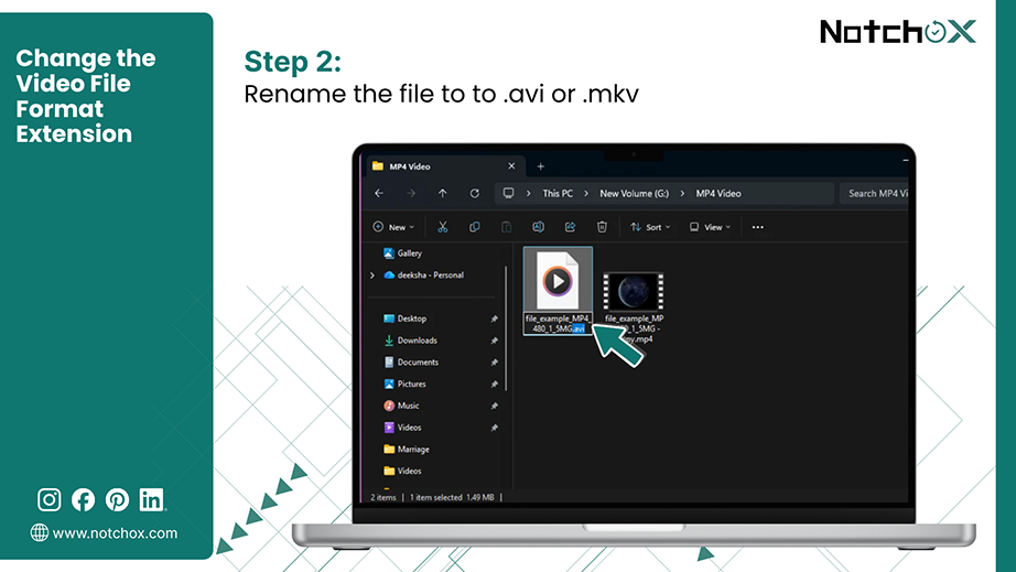 Rename the file to to avi or mkv