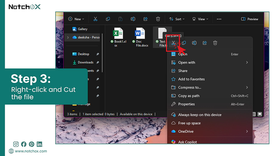 Right click and Cut the file