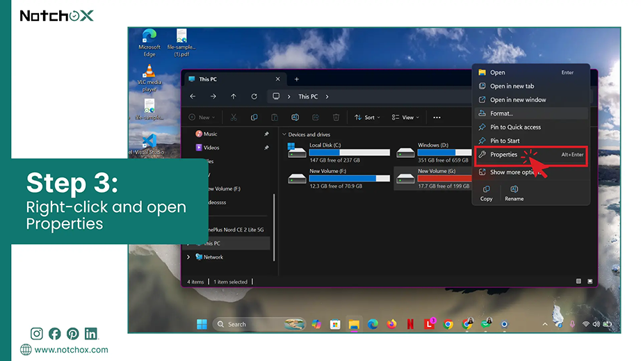 Right click and open Properties