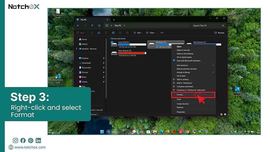 Right click and select Format
