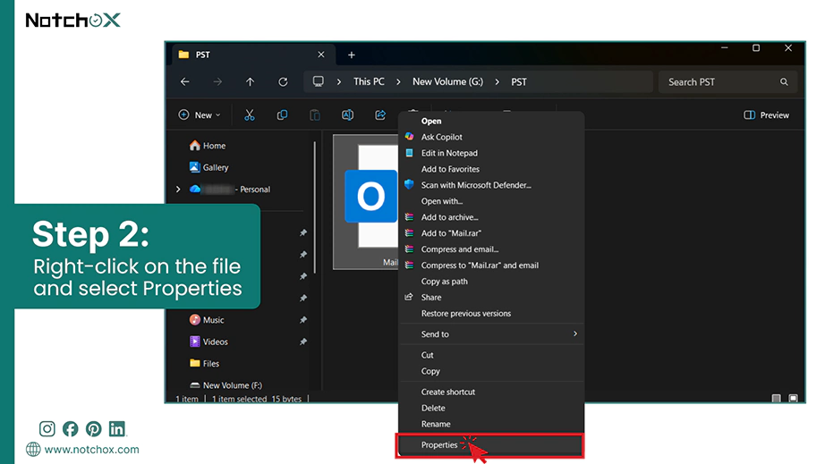 Right click on the file and select Properties