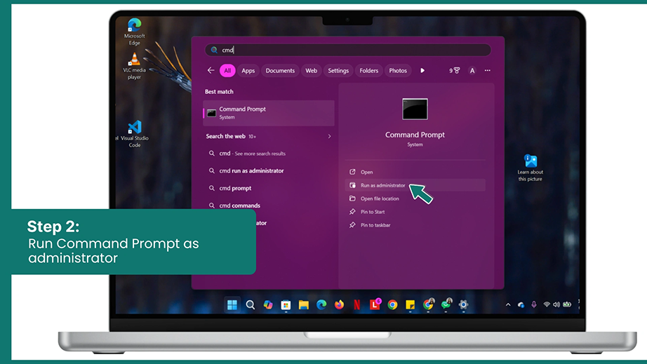 Run Command Prompt as administrator