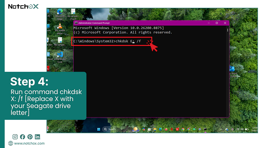Run command chkdsk X f Replace X with your Seagate drive letter