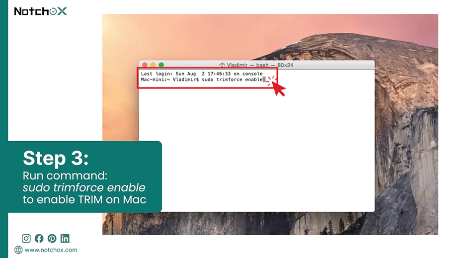 Run command to enable TRIM on Mac