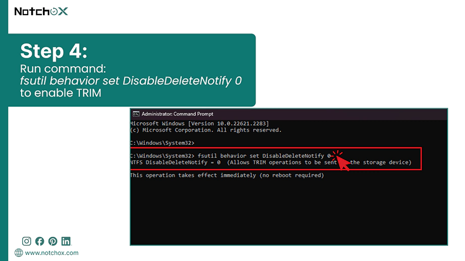 Run command to enable TRIM