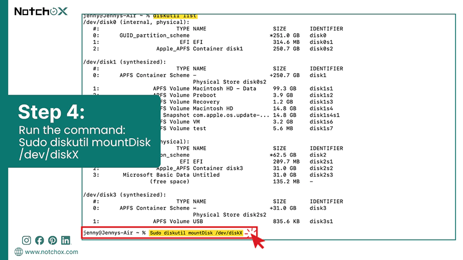 Run the command Sudo diskutil mountDisk dev diskX