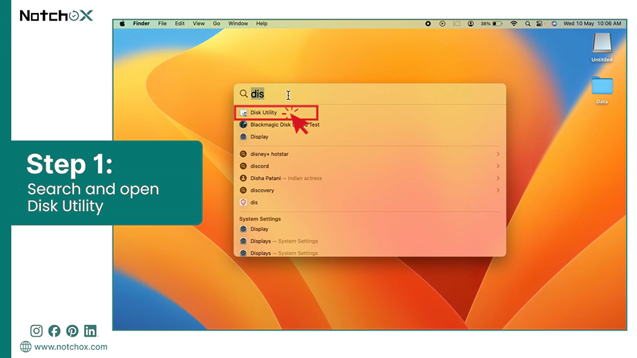 Search and open DiskUtility